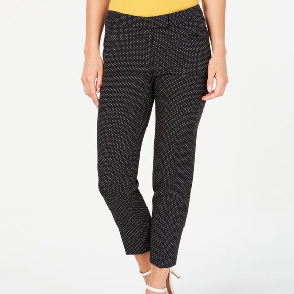 Old Navy Harper Ankle Pants Black & White Polka Dots Mid Rise 8 Regular Cotton B - Picture 1 of 15